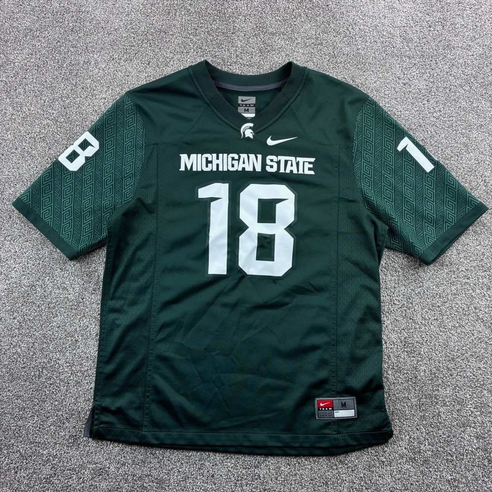 Nike Michigan State Spartans Football Jersey Mens M Green #18 NCAA Fan Gear